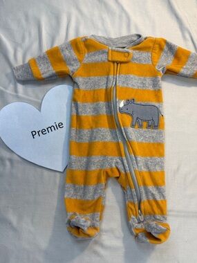 Carter's - Orange and Gray Striped Rhino Footie